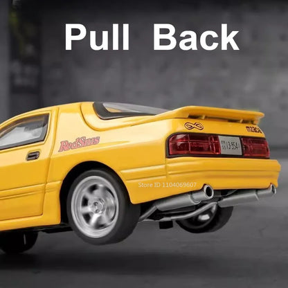1:24 Initial D RX7-FC Street Car Model Miniature Toys Diecast Metal Shock Absorption Supercar Models Toys for Children Gifts