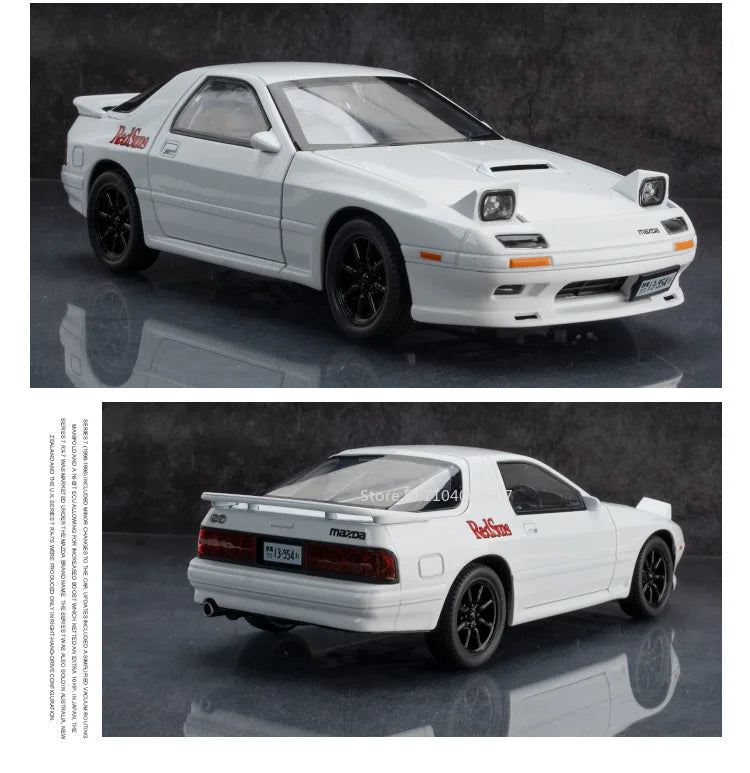 1:24 Initial D RX7-FC Street Car Model Miniature Toys Diecast Metal Shock Absorption Supercar Models Toys for Children Gifts