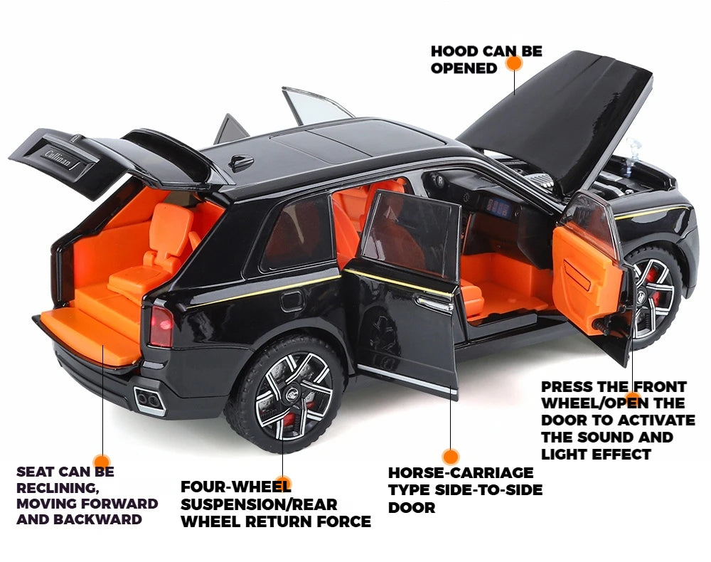 1:24 Rolls Royce Cullinan SUV Alloy Diecast Metal Model Car Pull Back Sound And Light Children's Toy Car Mini GT Miniature Gift