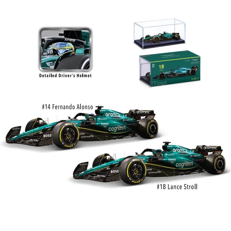 New Product Bburago 1:43  2023 Aston Martin Amr23 F1 Bburago Formula Racing Amr23 Diecast Model Alloy Luxury Vehicle Car Kid Toy