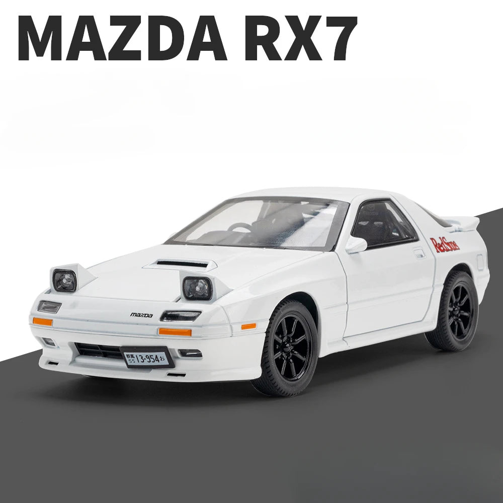 1:24 Initial D RX7-FC Street Car Model Miniature Toys Diecast Metal Shock Absorption Supercar Models Toys for Children Gifts