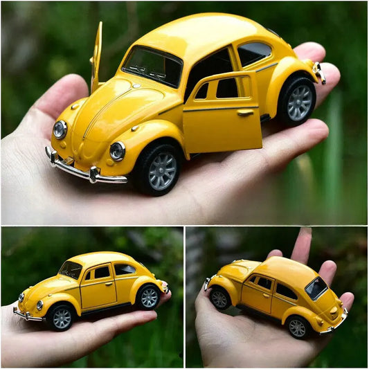 Yellow Beetle Alloy Body Car Model 
 with Openable Doors