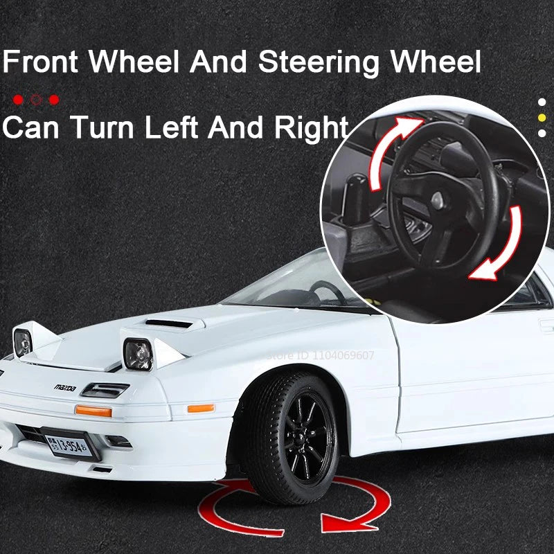 1:24 Initial D RX7-FC Street Car Model Miniature Toys Diecast Metal Shock Absorption Supercar Models Toys for Children Gifts