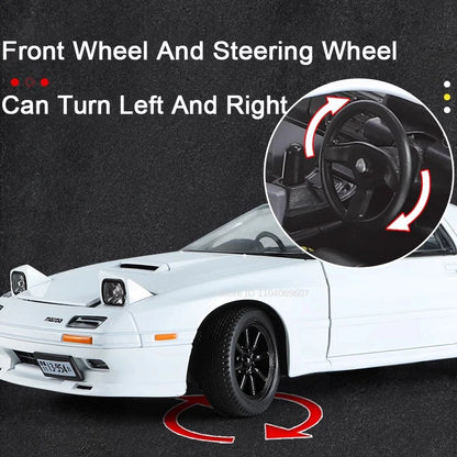 1:24 Initial D RX7-FC Street Car Model Miniature Toys Diecast Metal Shock Absorption Supercar Models Toys for Children Gifts