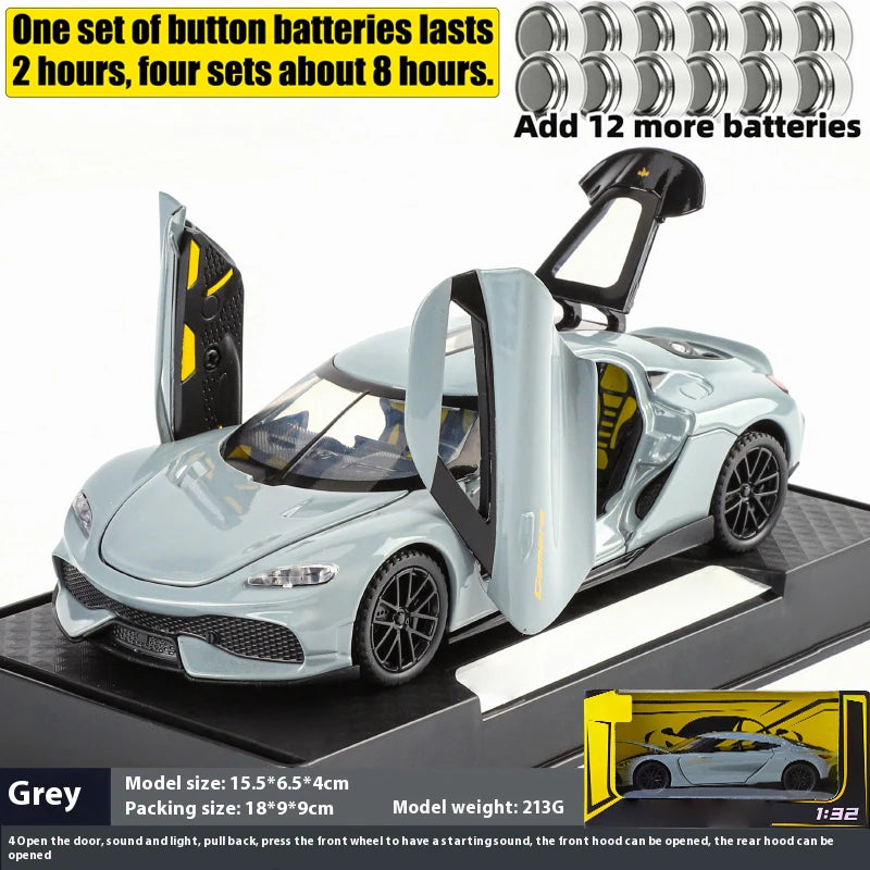 1:32 Gemera GT Super Sports Car Alloy Diecast Model Sound & Light Pull Back Toy Collection Of Hobby Decorative Fine Ornaments