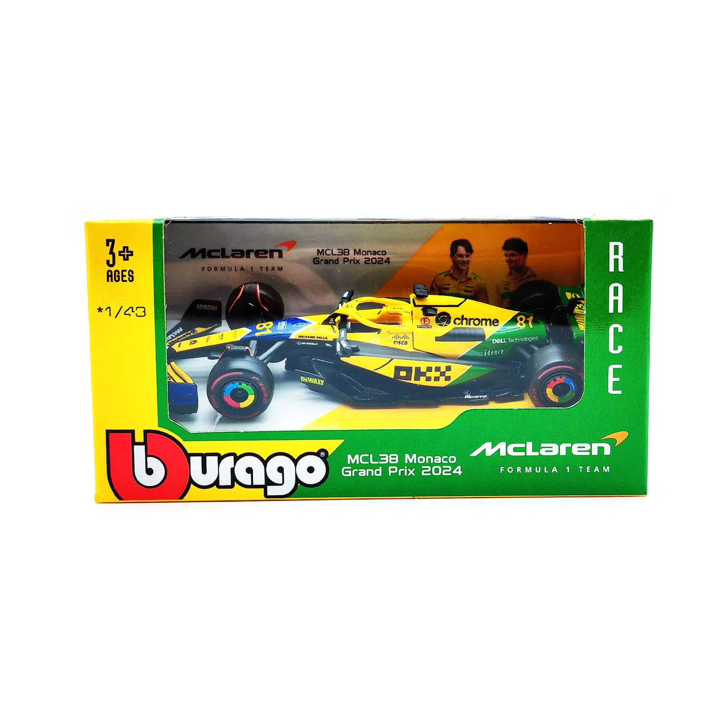 Bburago 1:43 2024 Mclaren MCL38 Miami Monaco F1 Formula Car Die Cast Vehicles Collectible Model Racing Toys