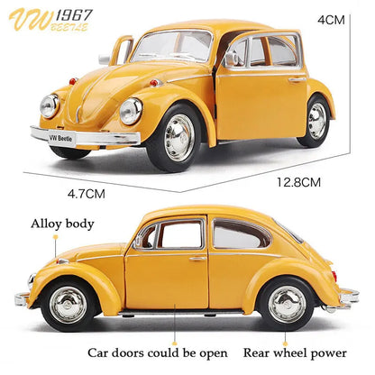 Yellow Beetle Alloy Body Car Model 
 with Openable Doors