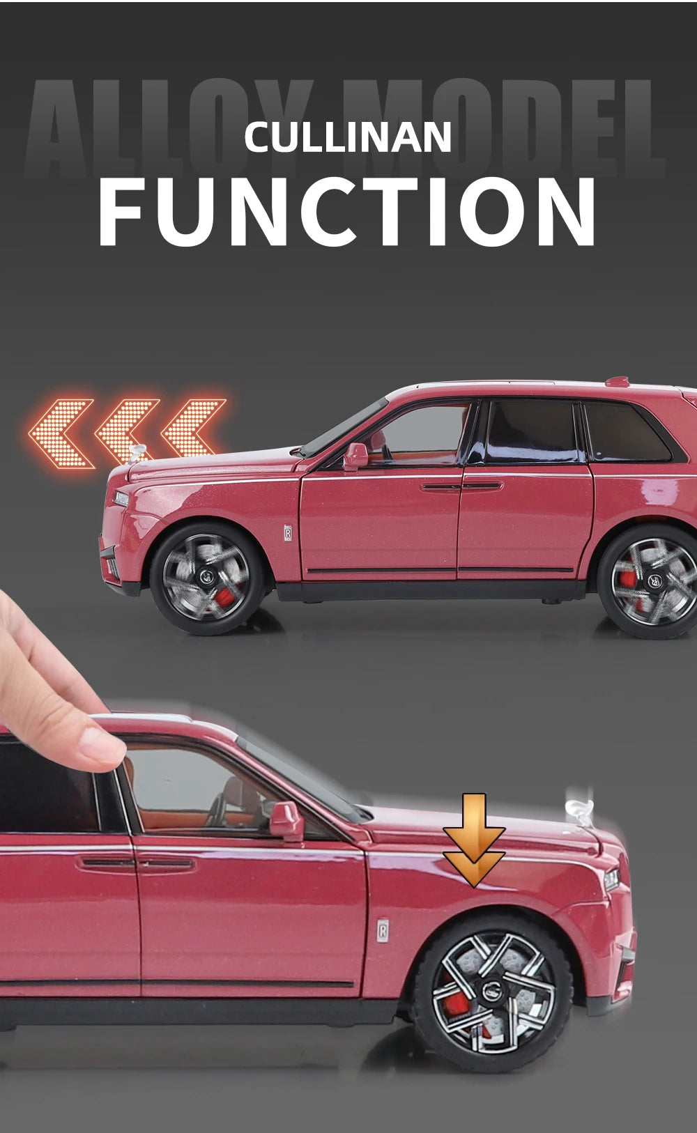 1:24 Rolls Royce Cullinan SUV Alloy Diecast Metal Model Car Pull Back Sound And Light Children's Toy Car Mini GT Miniature Gift