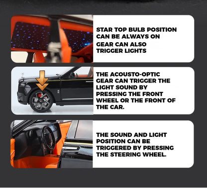 1:24 Rolls Royce Cullinan SUV Alloy Diecast Metal Model Car Pull Back Sound And Light Children's Toy Car Mini GT Miniature Gift