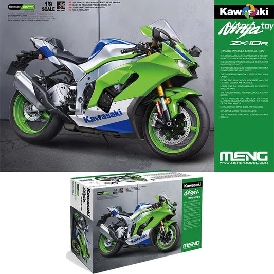 1/9 MENG Kawasaki Ninja ZX-10R Motorcycle Assemble Model MT-007 Uncolored Assemble Figure Custom Collectible Birthday Gift