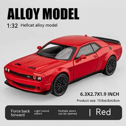 Dodge Challenger Hellcat Toy Car for 1: 32 Scale Die Cast Metel Cars Toy Pull Back Hellcat Model Cars with Sound and Light Hellc