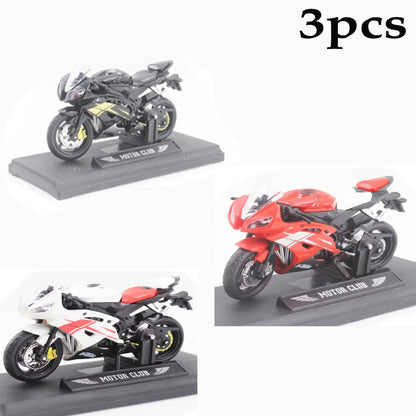 3pcs 1: 18 alloy+plastic car decoration off-road vehicle collection office model toy die-casting motorcycle simulation portable