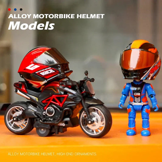 Simulation Motorcycle Rider Alloy Deformation Doll Helmet Doll Doll Desktop Furnishings Model Children's Gifts for Men