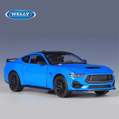 Welly 1:24 2024 Ford Mustang GT Shelby Alloy Sports Car Model Diecasts Metal Racing Car Vehicles Model Simulation Kids Toys Gift