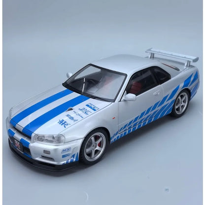 Big Size 1/18 Scale Nissan GT-R R34 Skyline Alloy Car