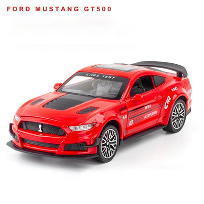 1:32 High Simulation Supercar Ford Mustang Shelby GT350 Car Model Alloy Pull Back Kid Toy Car 4 Open Door Children's Gifts GT500