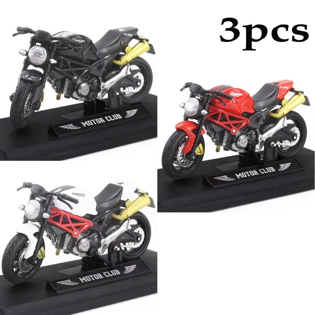3pcs 1: 18 alloy+plastic car decoration off-road vehicle collection office model toy die-casting motorcycle simulation portable