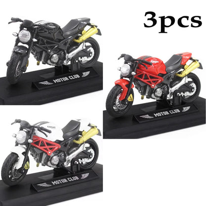 3pcs 1: 18 alloy+plastic car decoration off-road vehicle collection office model toy die-casting motorcycle simulation portable