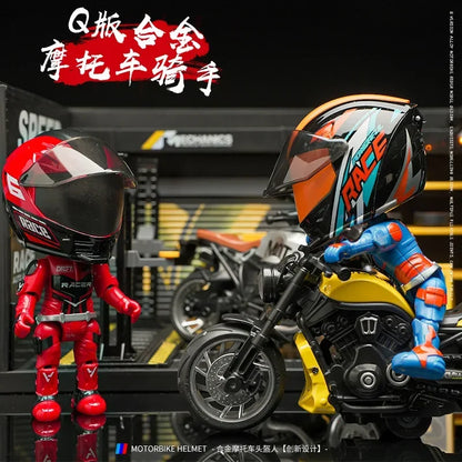 Simulation Motorcycle Rider Alloy Deformation Doll Helmet Doll Doll Desktop Furnishings Model Children's Gifts for Men