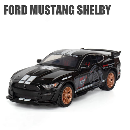 1:32 High Simulation Supercar Ford Mustang Shelby GT350 Car Model Alloy Pull Back Kid Toy Car 4 Open Door Children's Gifts GT500
